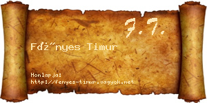 Fényes Timur névjegykártya